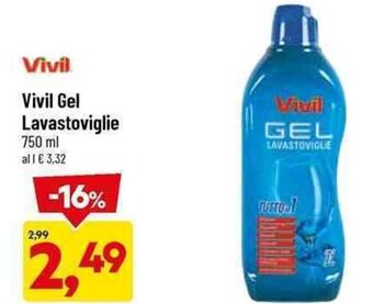 DPiù Vivil Gel Lavastoviglie 750 ml offerta