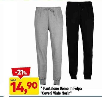 DPiù " Pantalone Uomo In Felpa Coveri Viale Morin " offerta