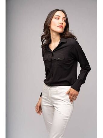 Invidia Camicia donna tinta unita stretch con tasche applicate offerta