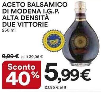 Ipercoop Aceto Balsamico di Modena I.G.P. Alta Densità Due Vittorie 250 ml offerta
