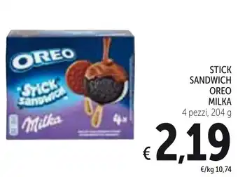 Spazio Conad Oreo Milka Stick Sandwich 4 pezzi 204g offerta