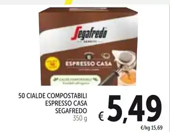 Spazio Conad Segafredo 50 Cialde Compostabili Espresso Casa 350g offerta