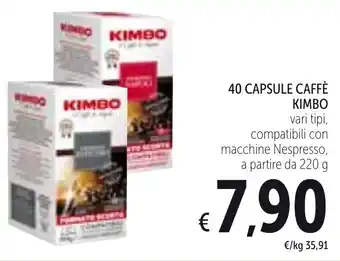 Spazio Conad Kimbo 40 Capsule Caffè 220g offerta