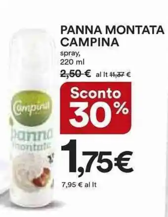Ipercoop Campina Panna Montata 220 ml offerta