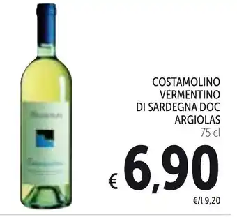 Spazio Conad Argiolas Costamolino Vermentino di Sardegna Doc 75cl offerta
