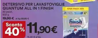 Ipercoop Finish Quantum All in 1 Detersivo per Lavastoviglie 80 pezzi, 832 g offerta