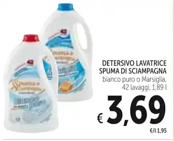 Spazio Conad Spuma di Sciampagna Detersivo Lavatrice 42 lavaggi 1.89l offerta