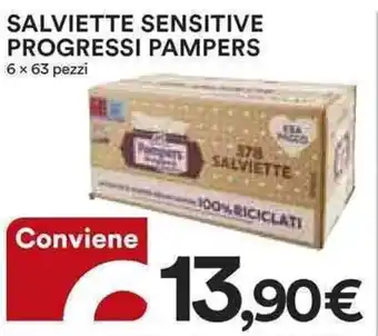 Ipercoop Pampers Progressi Salviette Sensitive 6 x 63 pezzi offerta