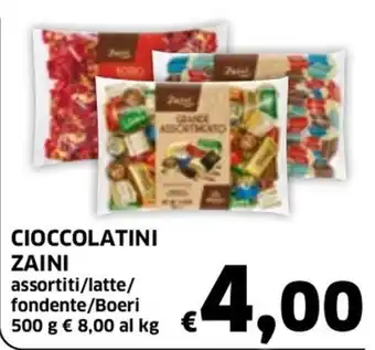 Ecu Discount Zaini Cioccolatini assortiti/latte/fondente/Boeri 500 g offerta