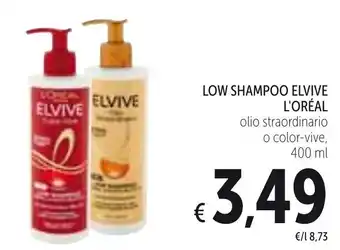 Spazio Conad L'Oreal Elvive Low Shampoo 400ml offerta