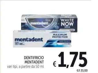 Spazio Conad Mentadent Dentifricio 50ml offerta