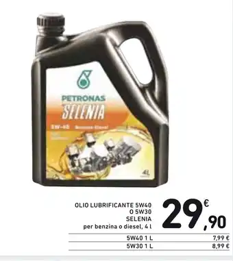 Spazio Conad Selenia Olio Lubrificante 5W40 o 5W30 4l offerta