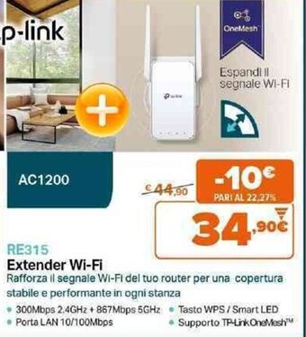 Expert tp-link RE315 Extender Wi-Fi offerta