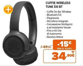JBL Cuffie Wireless Tune 510 BT