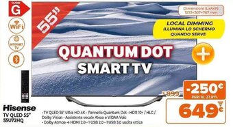 Expert Hisense TV QLED 55" 55U72HQ offerta