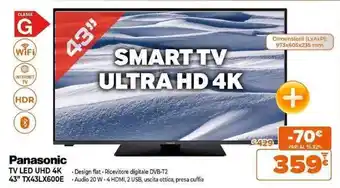 Expert Panasonic TV LED UHD 4K 43" TX43LX600E offerta