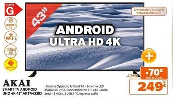 Expert Akai Smart TV Android UHD 4K 43" AKTV4338J offerta