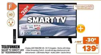 Expert Telefunken Smart TV Direct LED 32" TE32550B45V2D offerta