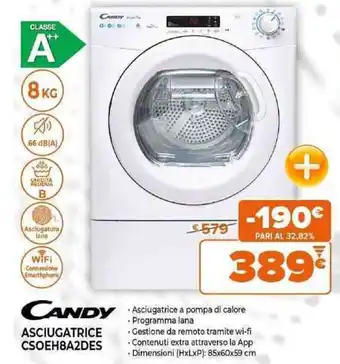 Expert Candy Asciugatrice CS0EH8A2DES offerta