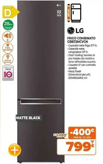 LG Frigo Combinat GBB72MCVGN