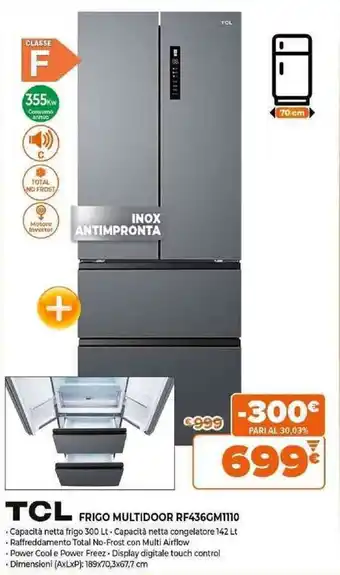Expert TCL Frigo Multidoor RF436GM1110 offerta