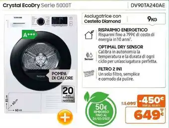 Expert Samsung Crystal EcoDry Serie 5000T DV90TA240AE offerta