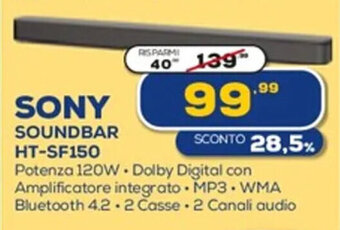 Euronics Sony Soundbar HT-SF150 offerta