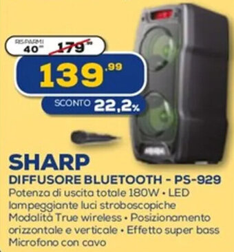 Euronics Sharp Diffusore Bluetooth - PS-929 offerta