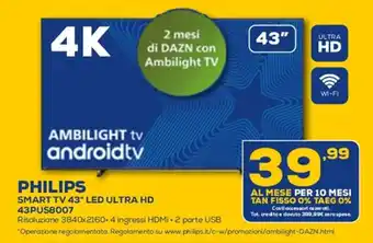 Philips Smart TV 43" LED Ultra HD 43PUS8007