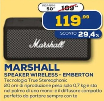 Euronics Marshall Speaker Wireless - Emberton offerta