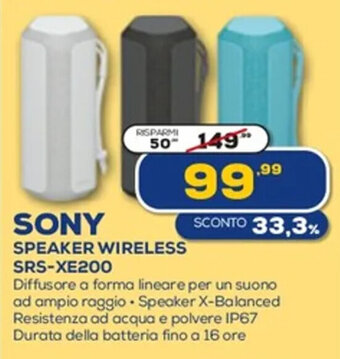 Euronics Sony Speaker Wireless SRS-XE200 offerta
