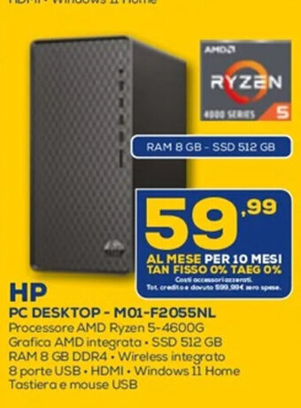 Euronics hp PC Desktop - M01-F2055NL offerta