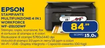 Euronics Epson Stampante Multifunzione 4 in 1 Workforce WF-2910DWF offerta