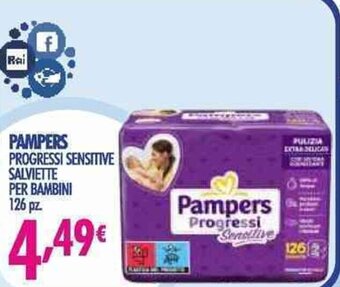 Acqua & Sapone Pampers Progressi Sensitive Salviette Per Bambini 126 pz offerta