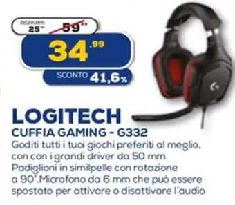 Euronics Logitech Cuffia Gaming - G332 offerta