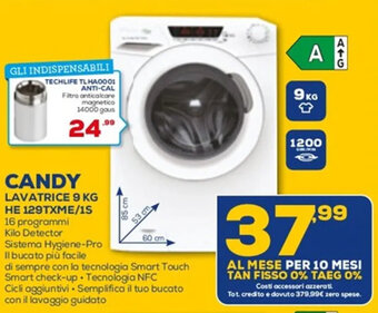 Euronics Candy Lavatrice 9 Kg HE 129TXME/1S offerta