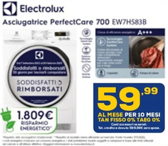 Euronics Electrolux Asciugatrice PerfectCare 700 EW7H583B offerta