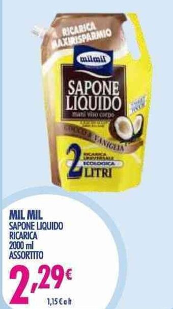 Acqua & Sapone Mil Mil Sapone Liquido Ricarica 2000 ml Assortito offerta