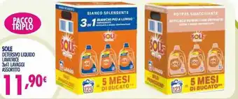 Acqua & Sapone Sole Detersivo Liquido Lavatrice 3 x 41 lavaggi Assortitto offerta