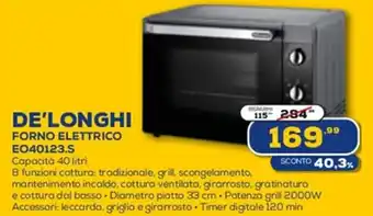 Euronics DeLonghi Forno Elettrico EO40123.S offerta
