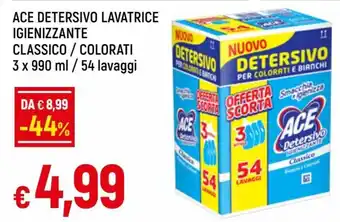 Famila Ace Detersivo Lavatrice Igienizzante Classico/Colorati 3 x 990 ml /54 Lavaggi offerta