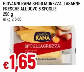 Famila Rana Giovanni Sfogliavelo Lasagna Fresche all'Uovo  6 sfoglie 250 g offerta