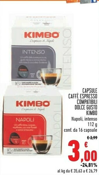 Kimbo Capsule Caffe Espresso Napoli/ Intenso Compatibili Dolce Gusto