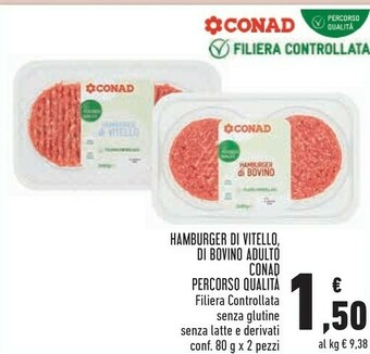 Conad Conad - Hamburger Di Vitello 160 G offerta
