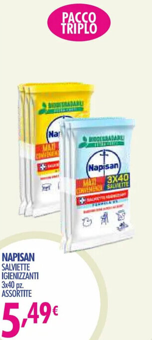 Acqua & Sapone Napisan Salviette Igienizzanti 3x40 pz Assortite offerta