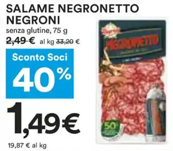 Coop Negroni Salame Negronetto Senza Glutine 75 g offerta