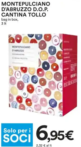 Coop Cantina Tollo Montepulciano D'Abruzzo D.O.P. Bag in Box 3 lt offerta