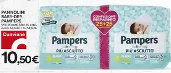 Coop Pampers Baby Dry Pannolini Midi 56 Pezzi, maxi 50 pezzi Junior 44 Pezzi o XL 34 Pezzi offerta