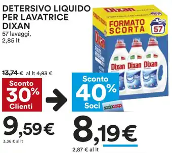 Coop Dixan Detersivo Liquido Per Lavatrice 57 Lavaggi, 2,85 lt offerta