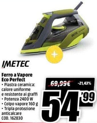 MediaWorld Imetec Ferro a Vapore Eco Perfect offerta